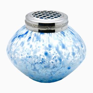 Bohemian Pique Fleurs Vase with Grille & Flecked with Blue, Late 1930s-MJY-1148895