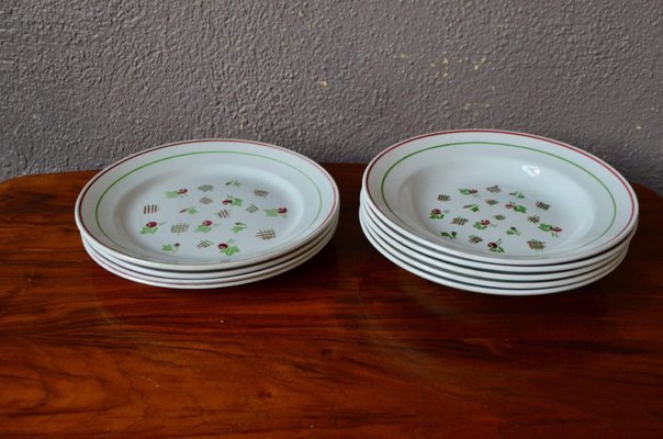 Bohemian Plates by Keller and Guerin Lunéville, 1950s, Set of 9-AIU-1742531