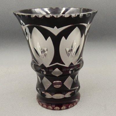 Bohemian Purple Cut Glass Vase, 1940s-WK-1430713