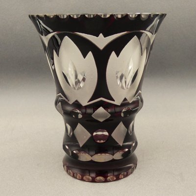 Bohemian Purple Cut Glass Vase, 1940s-WK-1430713