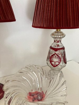 Bohemian Ruby Red Crystal Table Lamp, 1920s-TIE-1789277