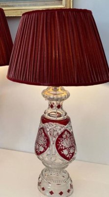 Bohemian Ruby Red Crystal Table Lamp, 1920s-TIE-1789277