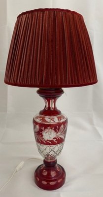 Bohemian Ruby Red Crystal Table Lamp, 1920s-TIE-1789287