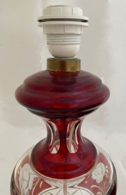 Bohemian Ruby Red Crystal Table Lamp, 1920s-TIE-1789287