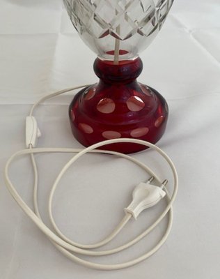 Bohemian Ruby Red Crystal Table Lamp, 1920s-TIE-1789287