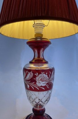 Bohemian Ruby Red Crystal Table Lamp, 1920s-TIE-1789287