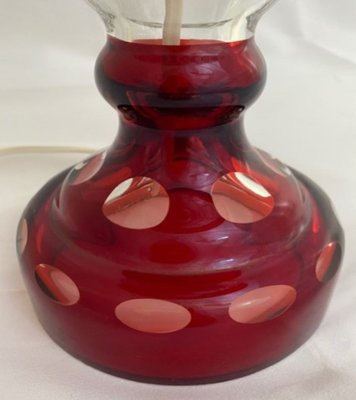 Bohemian Ruby Red Crystal Table Lamp, 1920s-TIE-1789287