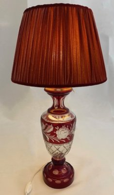 Bohemian Ruby Red Crystal Table Lamp, 1920s-TIE-1789287