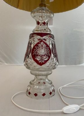 Bohemian Ruby Red Crystal Table Lamp, 1920s-TIE-1789277