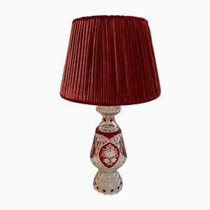 Bohemian Ruby Red Crystal Table Lamp, 1920s-TIE-1789277