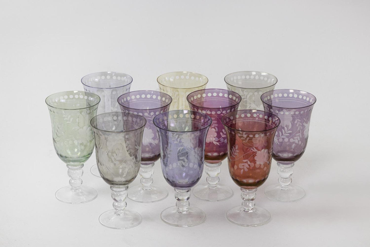 Bohemian Style Crystal Glassware, Set of 26