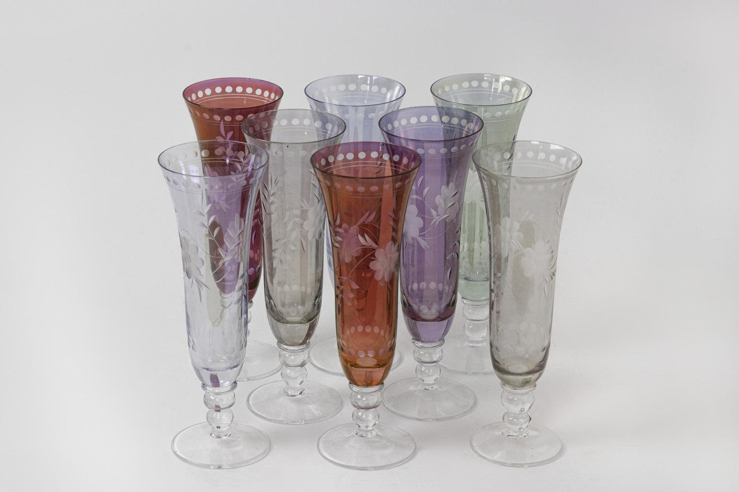 Bohemian Style Crystal Glassware, Set of 26