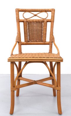 Bohemian Wicker Desk and Chair, France, 1970s, Set of 2-GCG-1746291