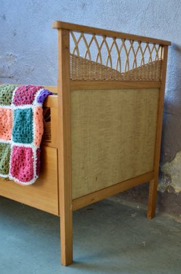 Bohemian Wooden and Wicker Child Bed, 1960s-AIU-1447802