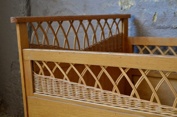 Bohemian Wooden and Wicker Child Bed, 1960s-AIU-1447802