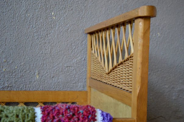 Bohemian Wooden and Wicker Child Bed, 1960s-AIU-1447802