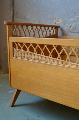 Bohemian Wooden and Wicker Child Bed, 1960s-AIU-1447802