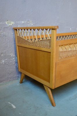 Bohemian Wooden and Wicker Child Bed, 1960s-AIU-1447802