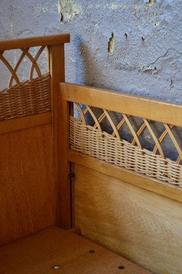 Bohemian Wooden and Wicker Child Bed, 1960s-AIU-1447802