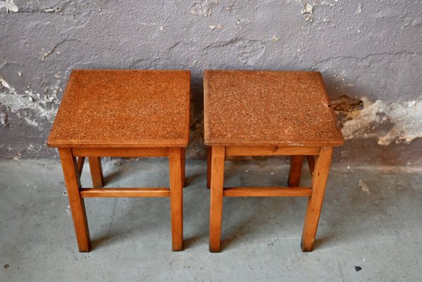 Bohemian Wooden Stools, 1950s, Set of 2-AIU-1743052