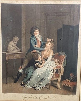 Boilly Vidal Bonnefoy, Romantic Scenes, Engravings, 19th Century, Framed, Set of 2-QKG-1760001