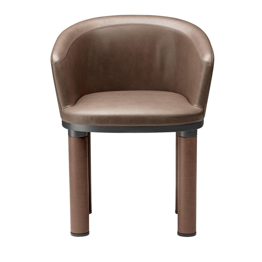 Bold Brown Leather Armchair by Elisa Giovannoni