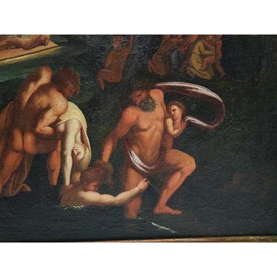 Bolognese School Artist, Scene with Naked Characters in Hell, 1600s, Oil on Canvas-BEW-2042182