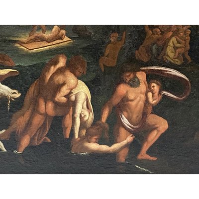 Bolognese School Artist, Scene with Naked Characters in Hell, 1600s, Oil on Canvas-BEW-2042182