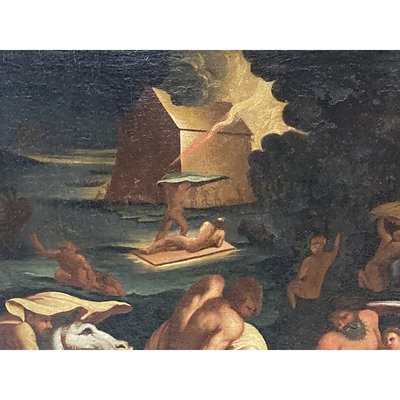 Bolognese School Artist, Scene with Naked Characters in Hell, 1600s, Oil on Canvas-BEW-2042182