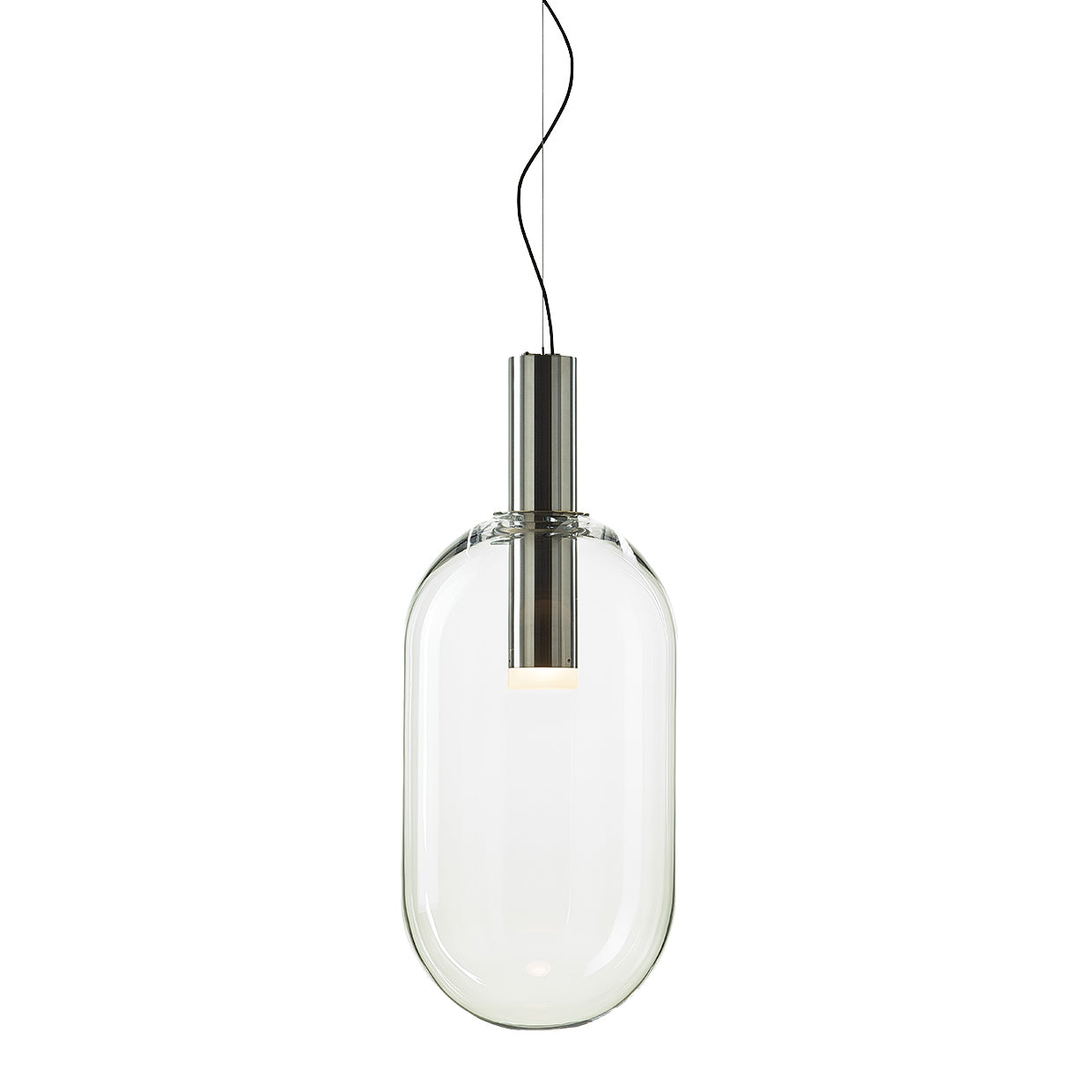 Phenomena - Capsule Blown glass pendant lamp by Bomma #clear/brushed silver