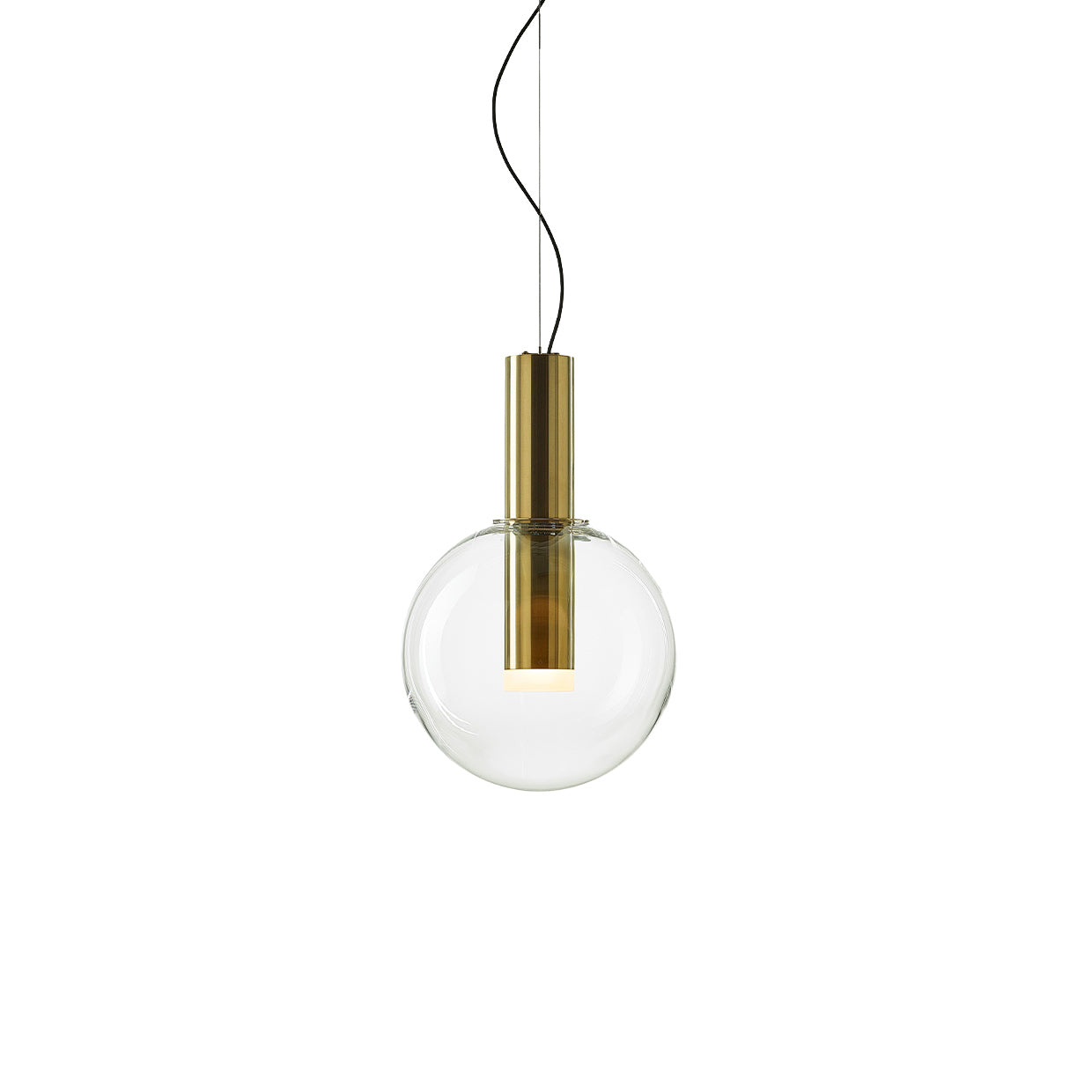 Phenomena - Small Sphere Blown glass pendant lamp by Bomma #clear/brushed gold