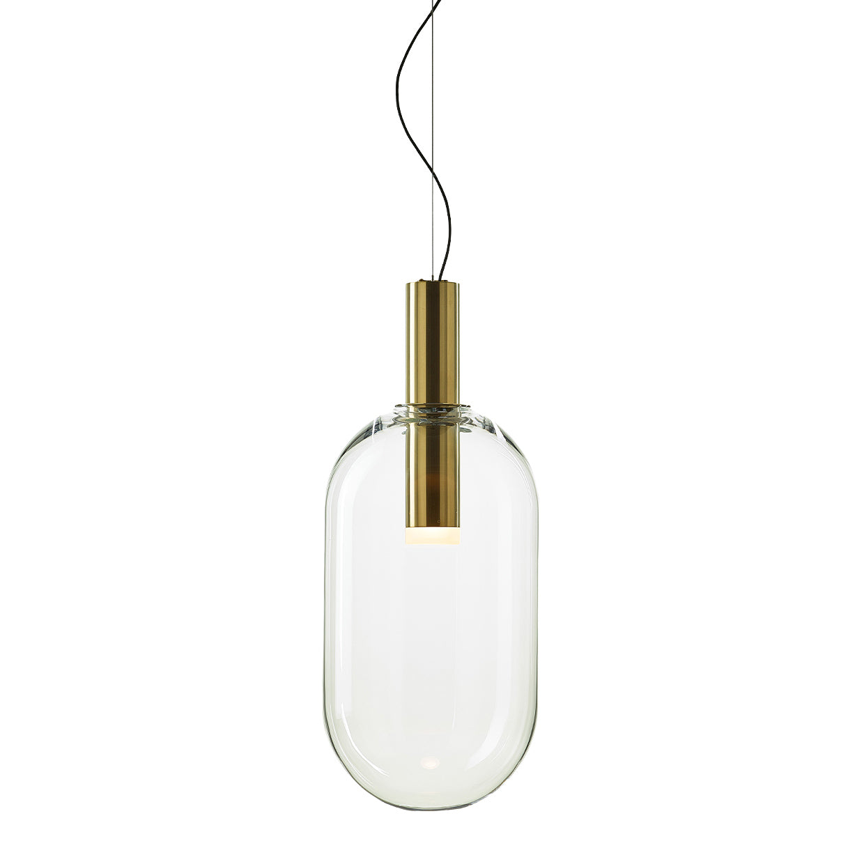 Phenomena - Capsule Blown glass pendant lamp by Bomma #clear/brushed gold