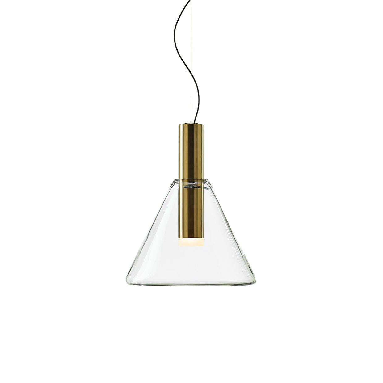 Phenomena - Cone Blown glass pendant lamp by Bomma #clear/brushed gold