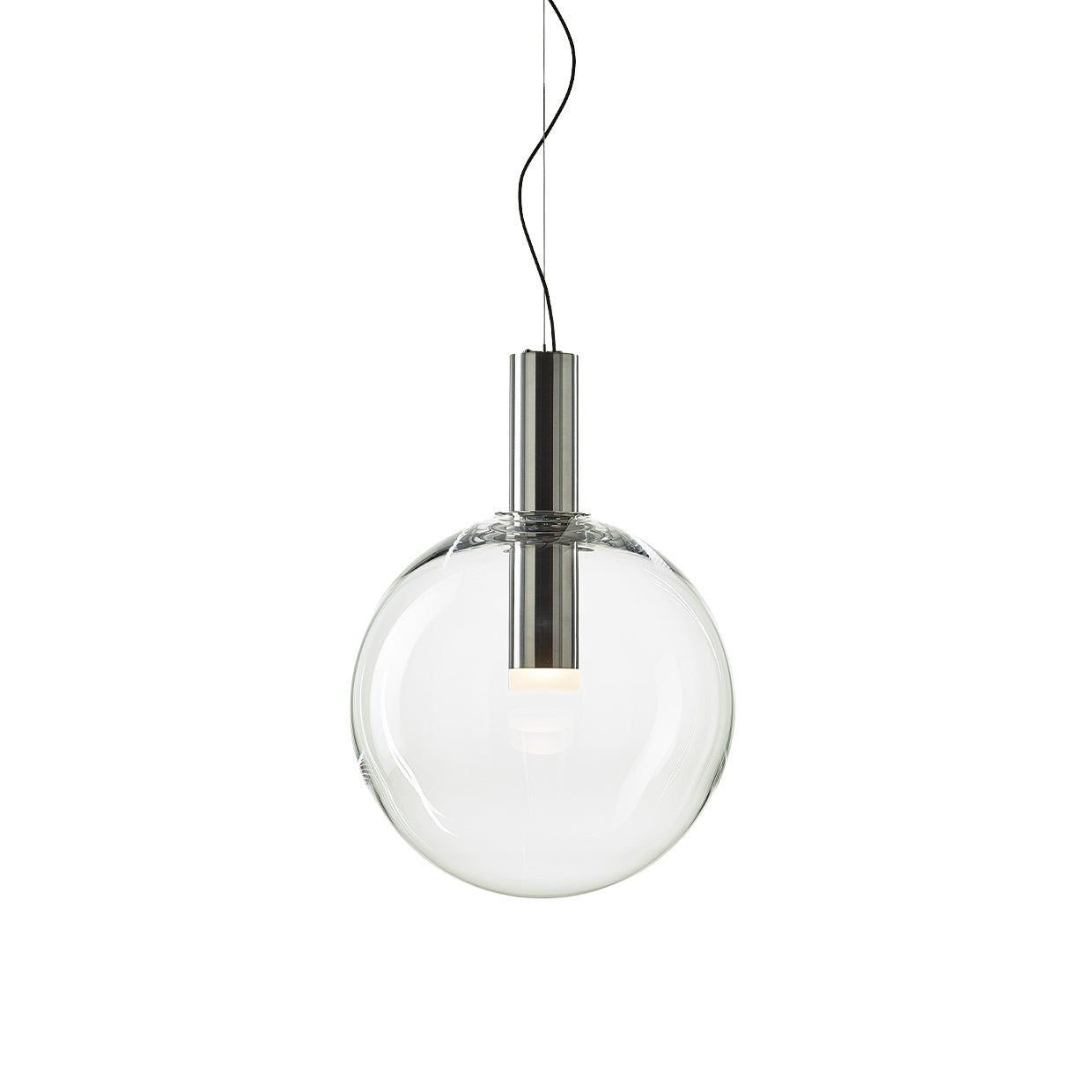 Phenomena - Large Sphere Blown glass pendant lamp by Bomma #clear/brushed silver