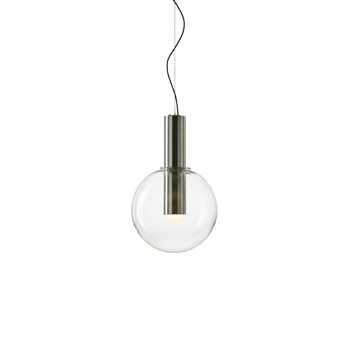 Phenomena - Small Sphere Blown glass pendant lamp by Bomma #clear/brushed silver