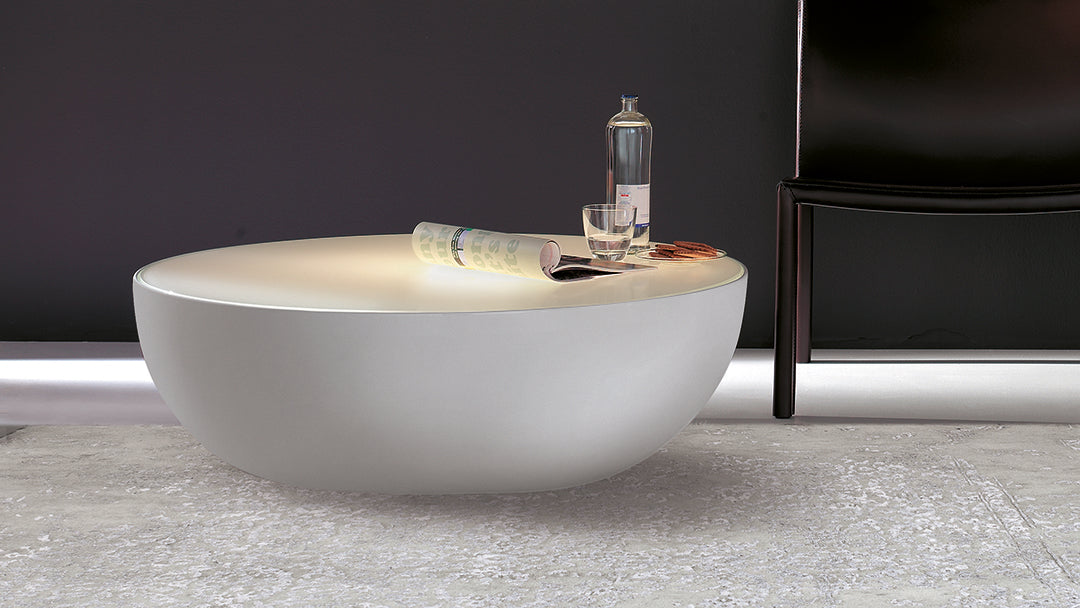 PLANET Light - Illuminated low round coffee table with glass top by Bonaldo
