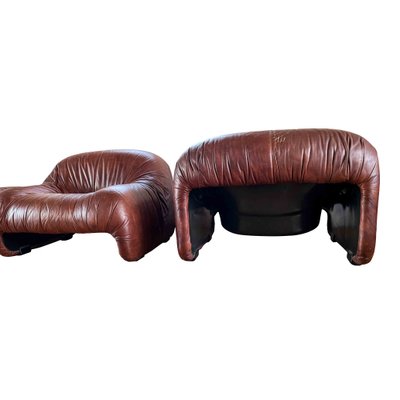 Bonanza Armchairs in Brown Leather by Tobia & Afra Scarpa for C & B Italia, 1970s, Set of 3-RPH-1078582