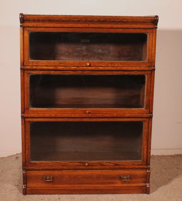 Bookcase in Oak of 3 Elements with Drawer from Wernicke Globe-HPU-2040956