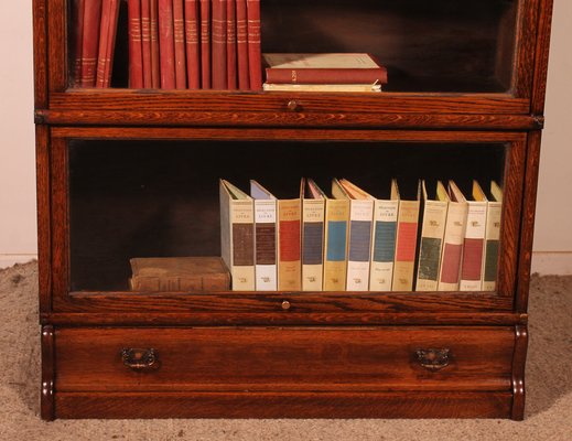 Bookcase in Oak of 3 Elements with Drawer from Wernicke Globe-HPU-2040956