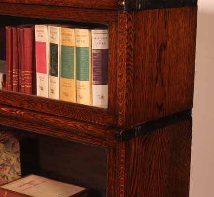 Bookcase in Oak of 3 Elements with Drawer from Wernicke Globe-HPU-2040956