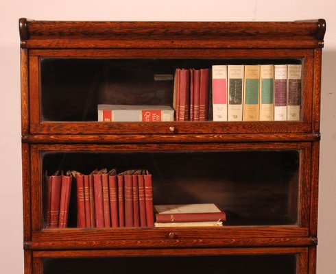 Bookcase in Oak of 3 Elements with Drawer from Wernicke Globe-HPU-2040956