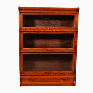 Bookcase in Oak of 3 Elements with Drawer from Wernicke Globe-HPU-2040956