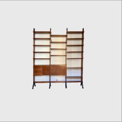 Bookcase in Wood and Iron in the Style of Gianfranco Frattini, Italy, 1950s-PYA-935368