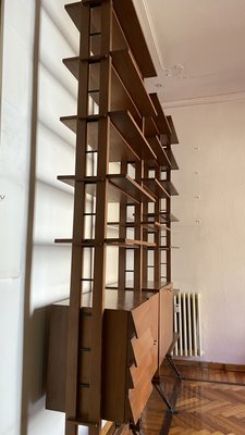 Bookcase in Wood and Iron in the Style of Gianfranco Frattini, Italy, 1950s-PYA-935368