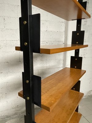 Bookcase in Wood, Iron and Brass, 1950s-JHL-1799256