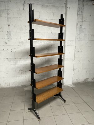 Bookcase in Wood, Iron and Brass, 1950s-JHL-1799256