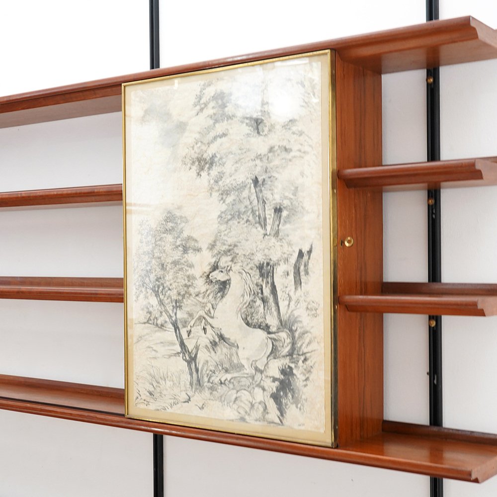 Bookcase with Painting by Aligi Sassu & Osvaldo Borsani for Tecno, 1950s