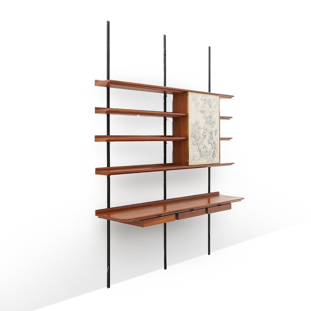 Bookcase with Painting by Aligi Sassu & Osvaldo Borsani for Tecno, 1950s