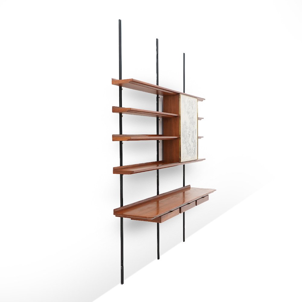 Bookcase with Painting by Aligi Sassu & Osvaldo Borsani for Tecno, 1950s