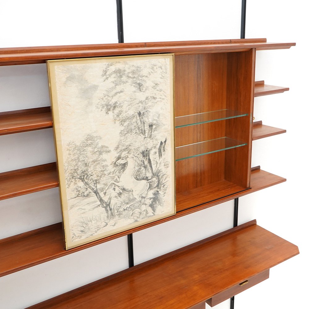 Bookcase with Painting by Aligi Sassu & Osvaldo Borsani for Tecno, 1950s